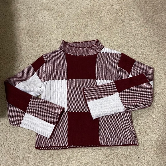 Sweaters - Cowl neck gingham sweater